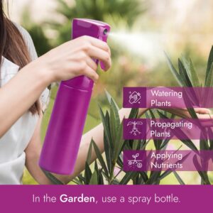 Continuous Spray Bottle with Ultra Fine Mist - Versatile Water Sprayer for Hair, Home Cleaning, Salons, Plants, Aromatherapy, and More - Empty Hair Spray Bottle - 300ml/10.1oz (Light Purple)