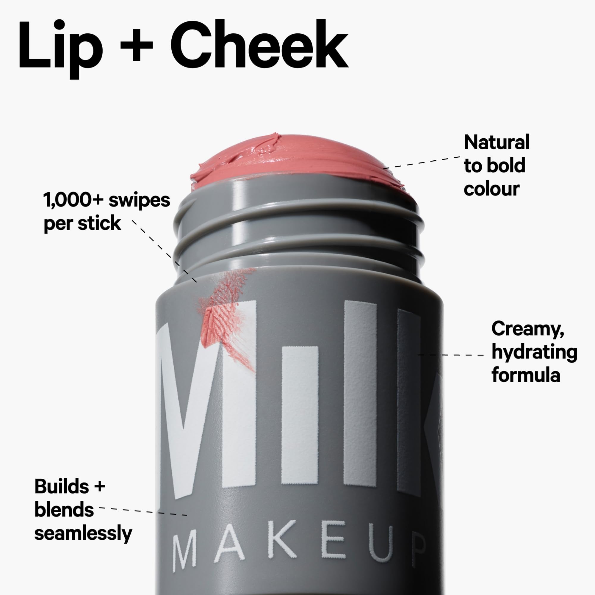 Milk Makeup Lip + Cheek, Enigma (Rosy Beige) - 0.21 fl oz - Cream Blush & Lip Color - Buildable & Blendable - 1,000+ Swipes Per Stick - Non-Comedogenic - Vegan, Cruelty Free