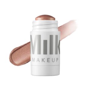 milk makeup highlighter, flare (rose gold) - 0.21 oz - dewy cream highlighter stick - blendable & buildable - 1,000 swipes in every stick - all skin types - vegan, talc free & cruelty free