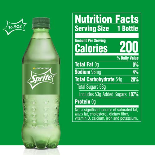 Sprite Lemon Lime Soda Soft Drinks, 16.9 fl oz, 6 Count - Pack of 12