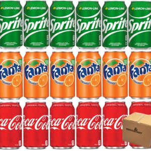 18 Cans Of Variety Soda Pop, 6 Coca Cola, 6 Sprite, 6 Fanta, 12 Fl Oz Total 18 Cans