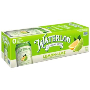 waterloo sparkling water lime flavor zero calorie no sugar 12oz cans (pack of 12), fruit flavored sparkling water, naturally flavored, zero calories, zero sugar, zero sodium