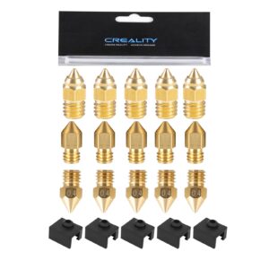 creality original ender 3 s1/pro series 15pcs nozzle with 5pcs silicone sock, 5pcs mk nozze, 5pcs brass nozzle, 5pcs mk8 nozzle, for creality sprite extruder/ender 3 s1/ender 3 s1 pro/ender 3 s1 plus