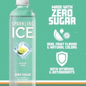 Sparkling Ice, Lemon Lime Sparkling Water, Zero Sugar Flavored Water, with Vitamins and Antioxidants, Low Calorie Beverage, 17 Fl Oz (Pack of 12)