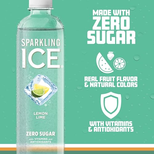 Sparkling Ice, Lemon Lime Sparkling Water, Zero Sugar Flavored Water, with Vitamins and Antioxidants, Low Calorie Beverage, 17 Fl Oz (Pack of 12)