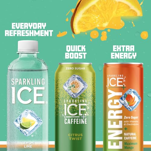 Sparkling Ice, Lemon Lime Sparkling Water, Zero Sugar Flavored Water, with Vitamins and Antioxidants, Low Calorie Beverage, 17 Fl Oz (Pack of 12)