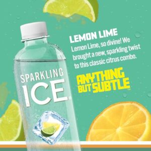 Sparkling Ice, Lemon Lime Sparkling Water, Zero Sugar Flavored Water, with Vitamins and Antioxidants, Low Calorie Beverage, 17 Fl Oz (Pack of 12)