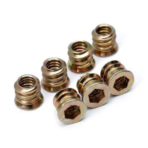 50 Pieces 1/4-20 Threaded Inserts for Wood Nutsert Furniture Screw-in Nut 10mm Length Hex Drive