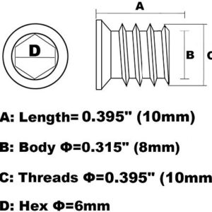 50 Pieces 1/4-20 Threaded Inserts for Wood Nutsert Furniture Screw-in Nut 10mm Length Hex Drive