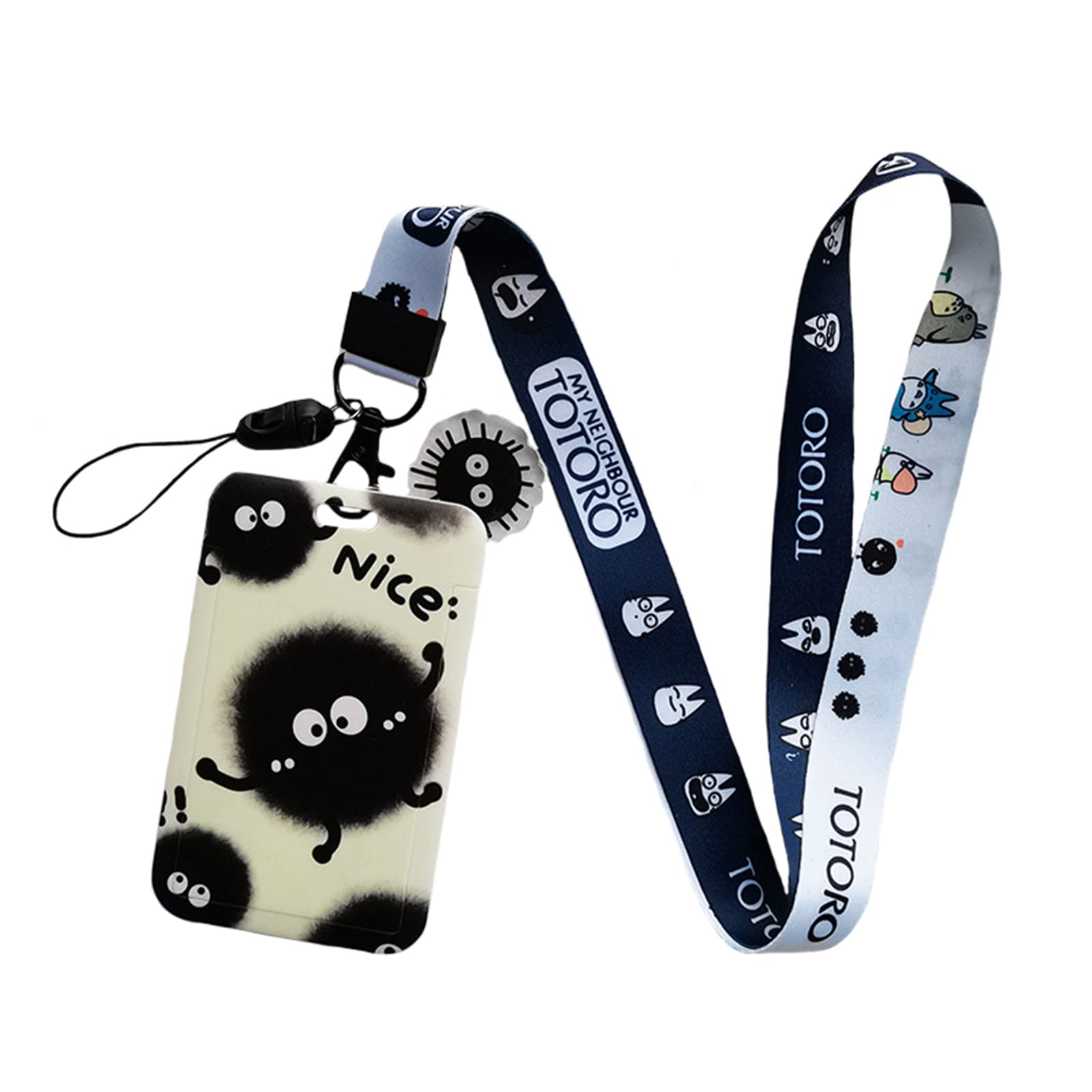 RHXWFDG Anime Soot Sprite Lanyard Keychain, ID Badges Key Lanyard for ID Card Holder, Cell Phone Case (Colorful)