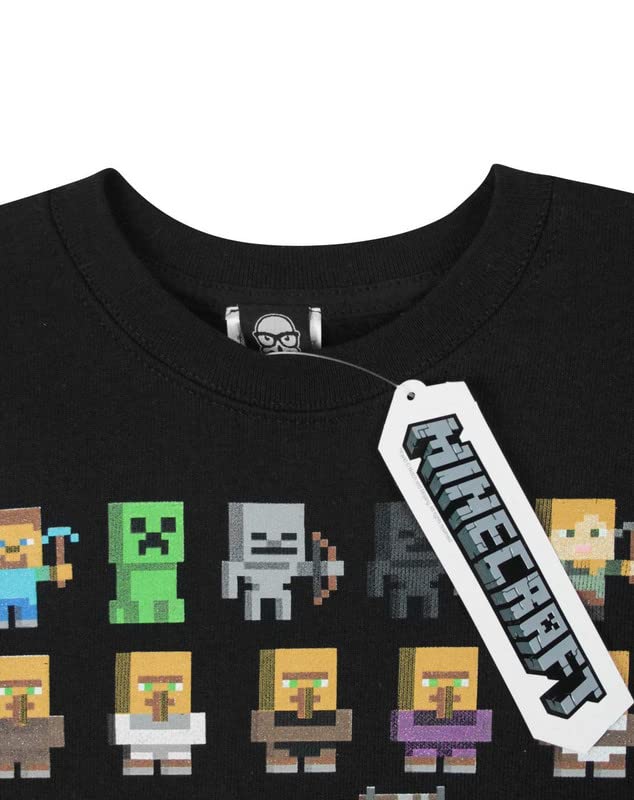 Minecraft Boys Jumper Kids Sprites Creeper Pig Black Sweatshirt Sweater 9-10 Years