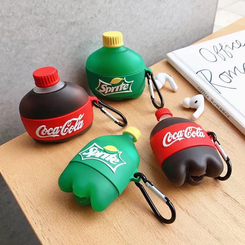 ZHAWK Sprite Bottle Silicone AirPods 1&2 Case Cover | Compatible with AirPods Gen 1&2 Only | Comes with a Unique Keychain | Wireless Charging Case | Best Gifts for Your Loved Ones