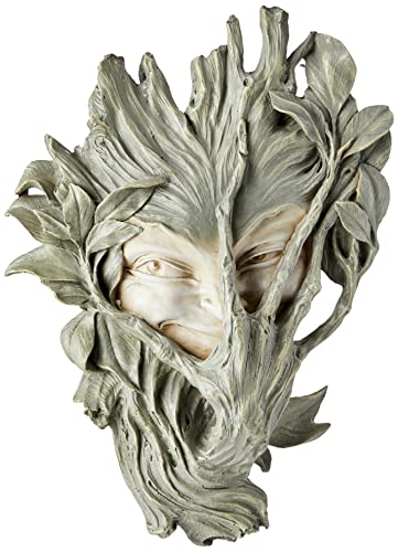 Design Toscano Bashful Wood Sprite Tree Face Mystic Decor Wall Sculpture, 9" Wx5 Dx13 H, Two Tone Stone