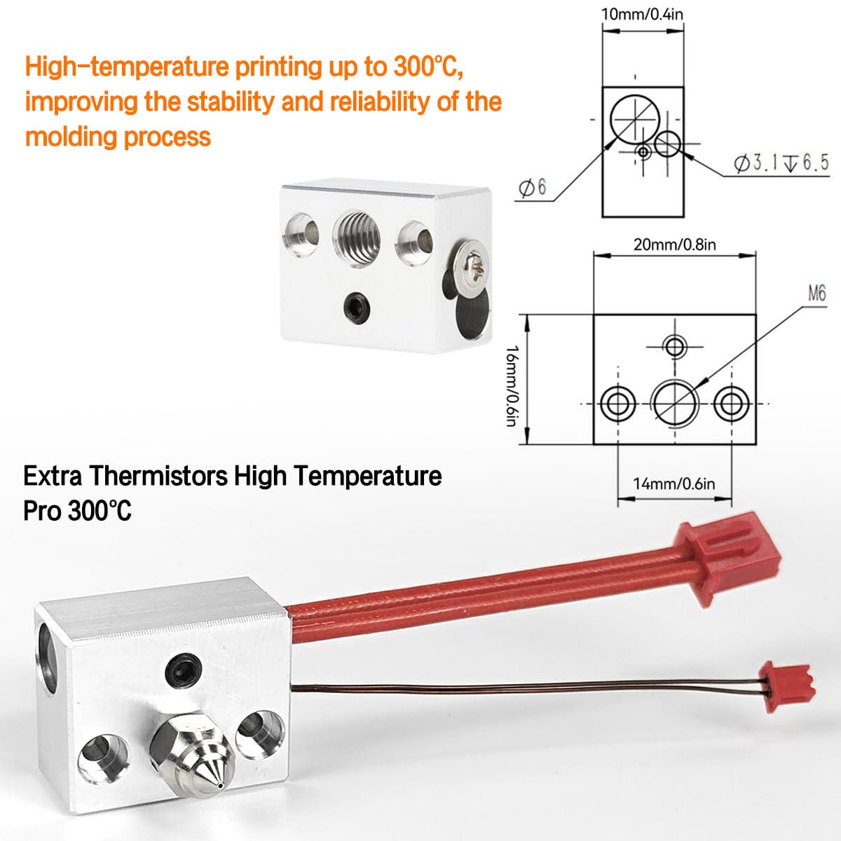 Sprite Extruder Upgrade Heater Block Kit for Creality, Ender 3 S1 Pro Hotend with 5 Copper Plated Nozzles and 4 Silicone Socks, Fit for Ender 3 S1, Ender 3 S1 Pro, CR10 Smart Pro