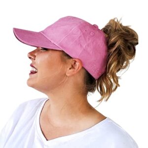 red sprite hats messy bun snap up baseball cap high ponytail adjustable hat (pink, cotton)