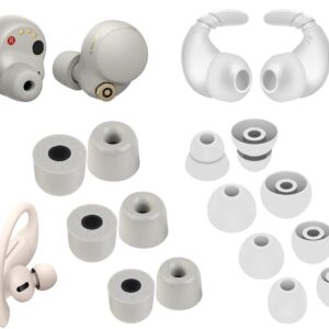 A-Focus [8 Pairs] WF-1000XM4 Ear Hooks Tips 【 Memory Foam & Silicone 】 Soft Replacement Comfortable Earbud Tips Wingtip Compatible with Sony WF-1000XM4 WF-1000XM3 WF-C500, 23515H Silver