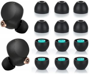 jnsa silicone ear tips replacement for sony xba mdr wf earphones, compatible with wf-1000xm5,1000xm4,1000xm3 earbuds tips eartips ear caps, fit in case, m size 6 pairs,silicone black/medium