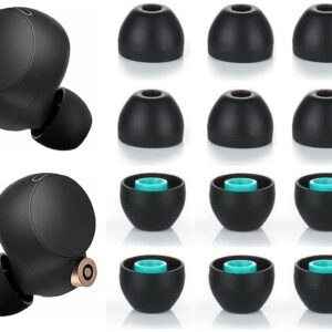 JNSA Silicone Ear Tips Replacement for Sony XBA MDR WF Earphones, Compatible with WF-1000XM5,1000XM4,1000XM3 Earbuds Tips Eartips Ear Caps, Fit in case, M Size 6 Pairs,Silicone Black/Medium