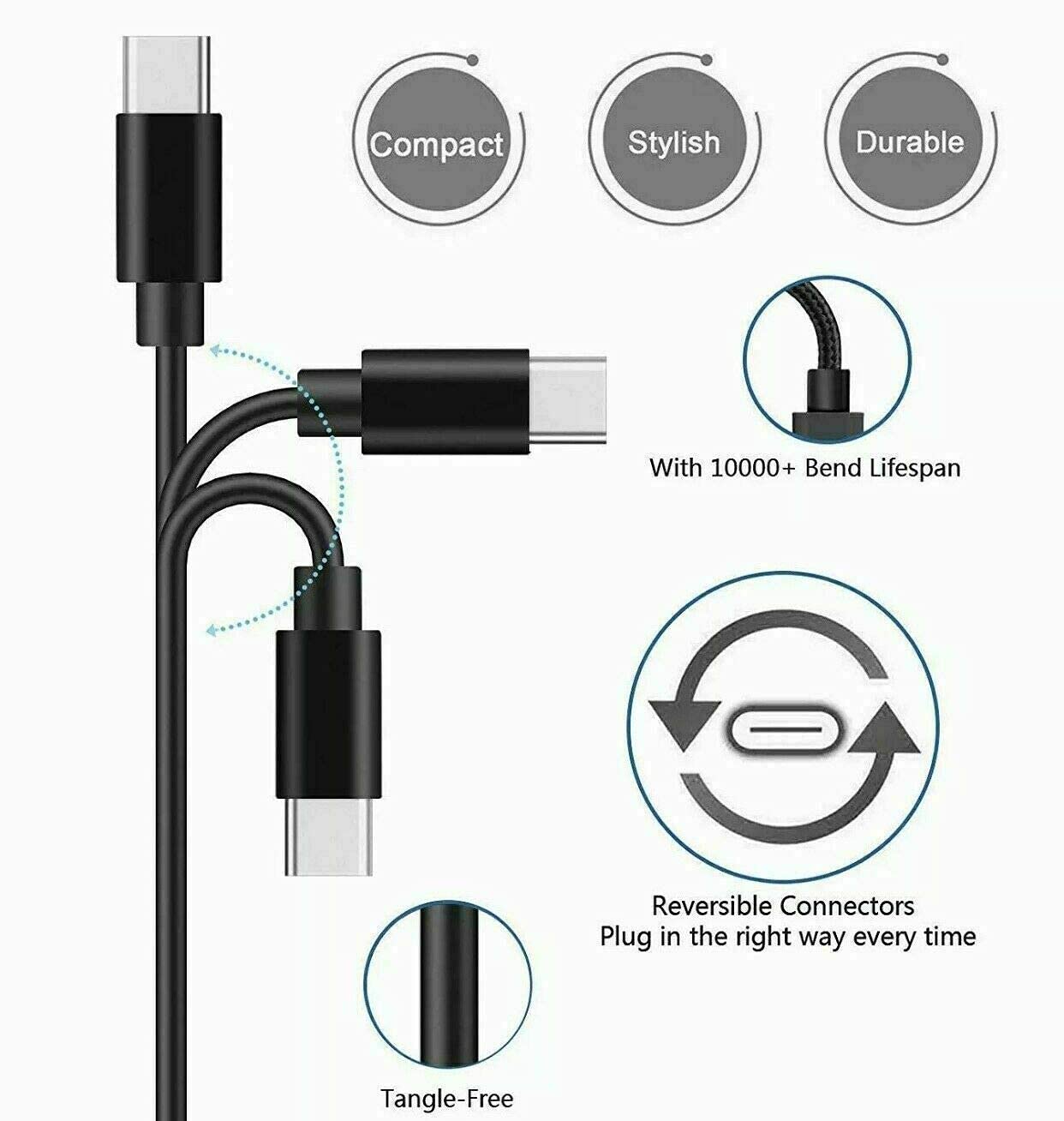 2 Psc USB-C Charger Charging Cable Cord for Sony WH-1000XM4 WH-1000XM3 WF-1000XM4 WH-XB900N WH-CH510 WI-1000XM2 WI-C200 WI-XB400, AKG N400 N60NC N700NC M2, LinkBuds, WF-1000XM3, Bose NCH700 Headphones