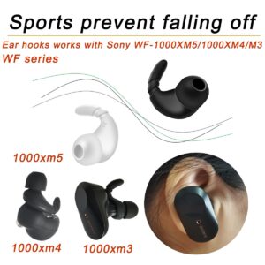 Memory Foam Earbuds Tips for Sony WF-1000XM5/WF-1000XM4+Ear Hooks Replacement Ear Tips for Sony Earbuds Fit in Charging Case, Gray Medium