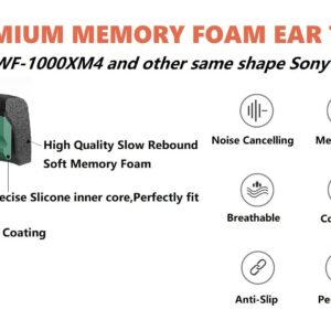 BLLQ Memory Foam Ear Tips Eartips Compatible with Sony Earphones WF 1000XM4 Earbuds, Replacement Foam Tips for 1000XM3 / WF-C500 / LinkBuds S, Fit in Charge Case, Large Size 3 Pairs, xm4flb Black L