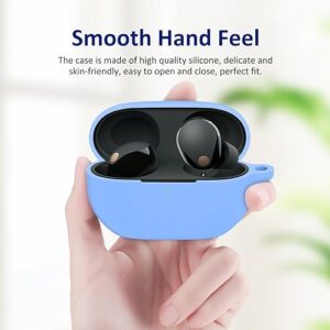 LEFXOMPHY XM5 Case for Sony WF-1000XM5 Earbuds 2023, Soft Blue Silicone Cover Protective Skin Sleeve Glow in Dark