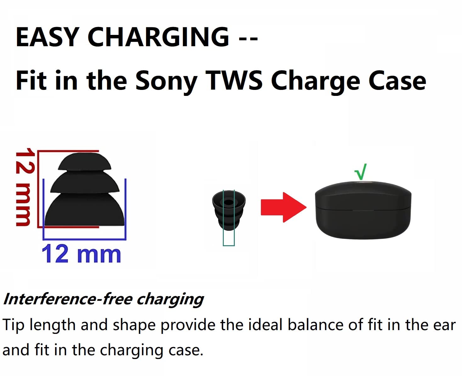 Compatible with SONY WF 1000XM4 triple flange ear tips, JNSA Anti Slip Noise Canceling 3 flange ear tip replacemnt for sony 1000xm4/1000xm3/c500/LinkBuds S, fit in case,1 Size 8 Pairs 4 Colors