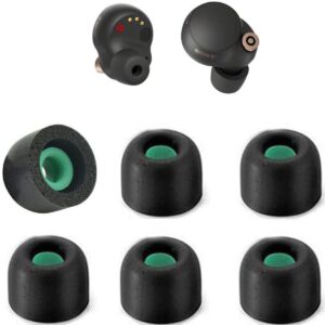 BLLQ Memory Foam Earbud Tips Compatible with Sony Earphones WF 1000XM4 Earbuds, Replacement Foam Ear Tips for 1000XM3 / WF-C500 / LinkBuds S, Fit in Charge Case, Medium Size 3 Pairs, xm4fmb Black M