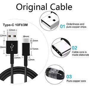 Works by VOLT PLUS TECH Original 10ft USB-C Cable Compatible with Your Sony WF-1000XM3 with Fast Charging and Data Transfer. (Black 3M)