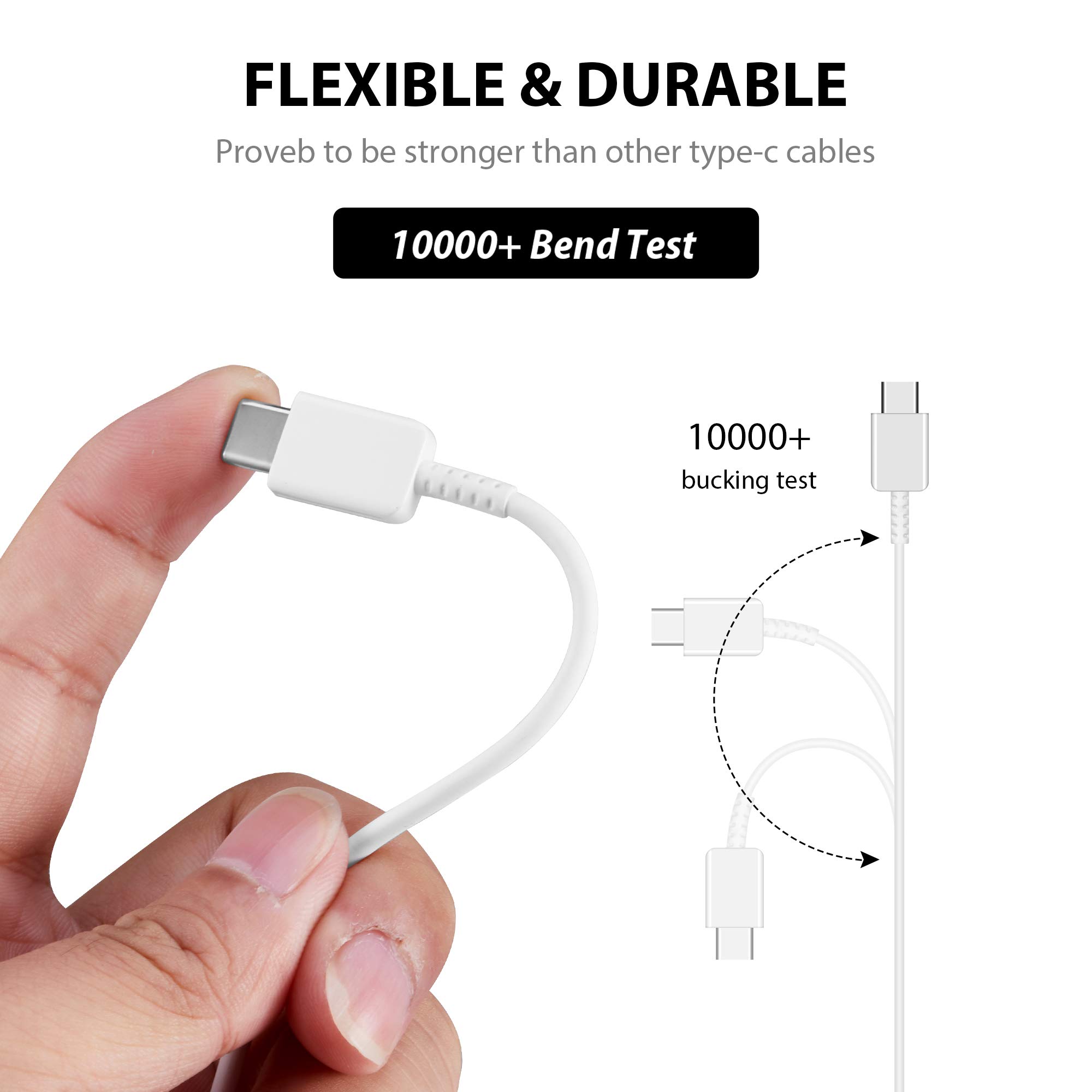 Works by VOLT PLUS TECH Original 10ft USB-C Cable Compatible with Your Sony WF-1000XM3 with Fast Charging and Data Transfer. (White 3M)