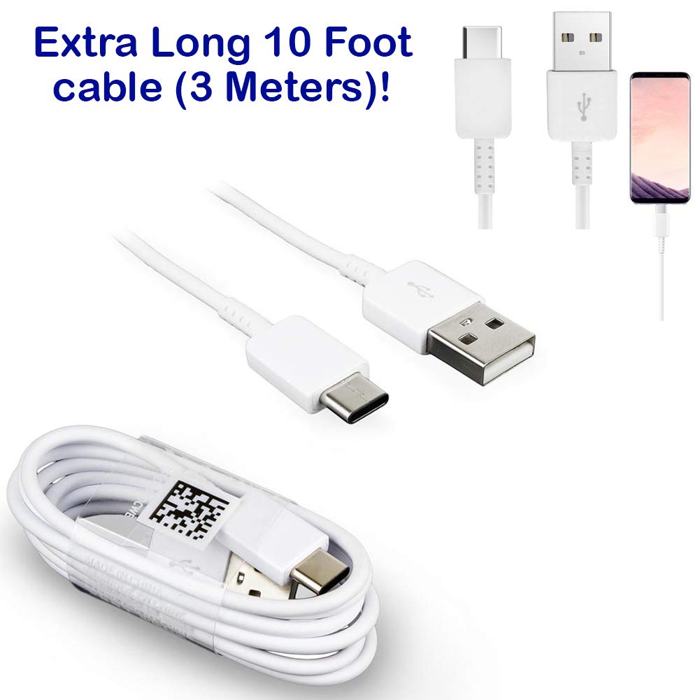 Works by VOLT PLUS TECH Original 10ft USB-C Cable Compatible with Your Sony WF-1000XM3 with Fast Charging and Data Transfer. (White 3M)