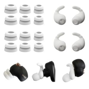 Anti-Slip Earbuds Ear Hooks Ear Tips for Sony Earbuds Replacement Double Flange Earbuds Tips for Sony WF-1000XM5/ WF-1000XM4/WF-C500/Linkbuds S Wireless Earbuds, White