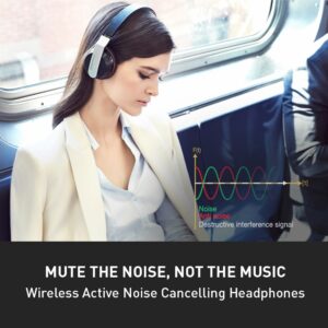 Phiaton BT 330 NC Over The Ear Qualcomm Bluetooth Headphones – Active Noise Cancelling Earphones with Wireless Headphone Mic, Multi-Device Pairing, and Extended Battery Life