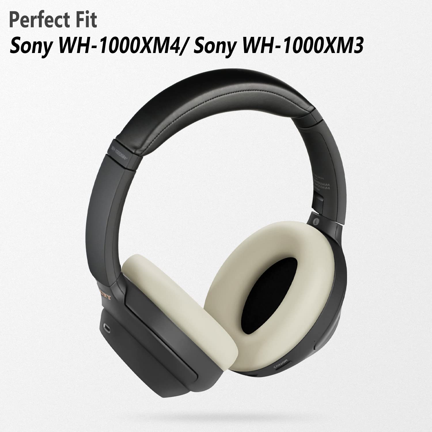 Geiomoo Silicone Earpads for Sony WH-1000XM4/Sony WH-1000XM3 Headphones, Replacement Ear Cushions Cover (Beige)