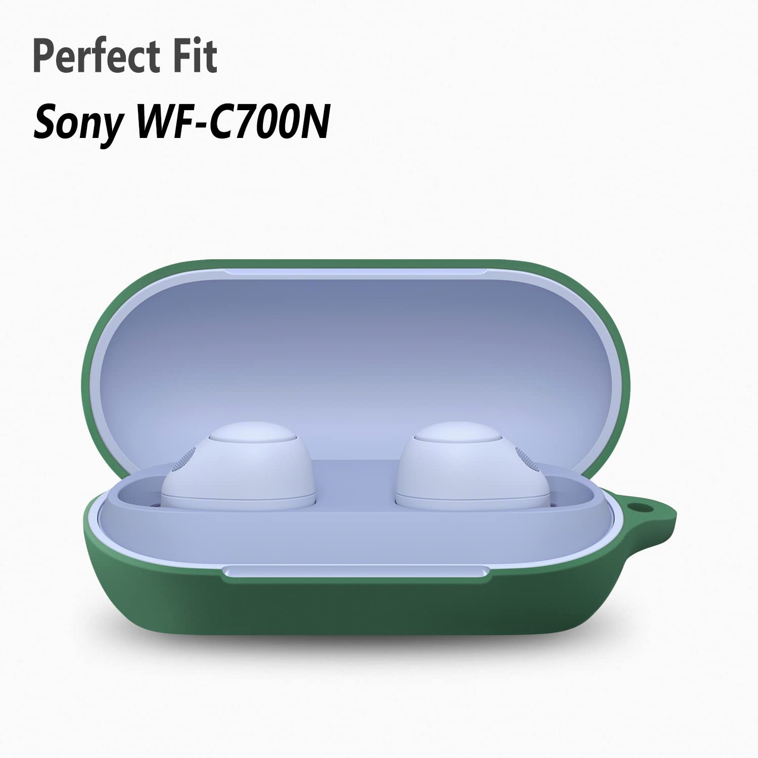 Geiomoo Silicone Case for Sony WF-C700N, Protective Cover with Carabiner (Emerald Green)