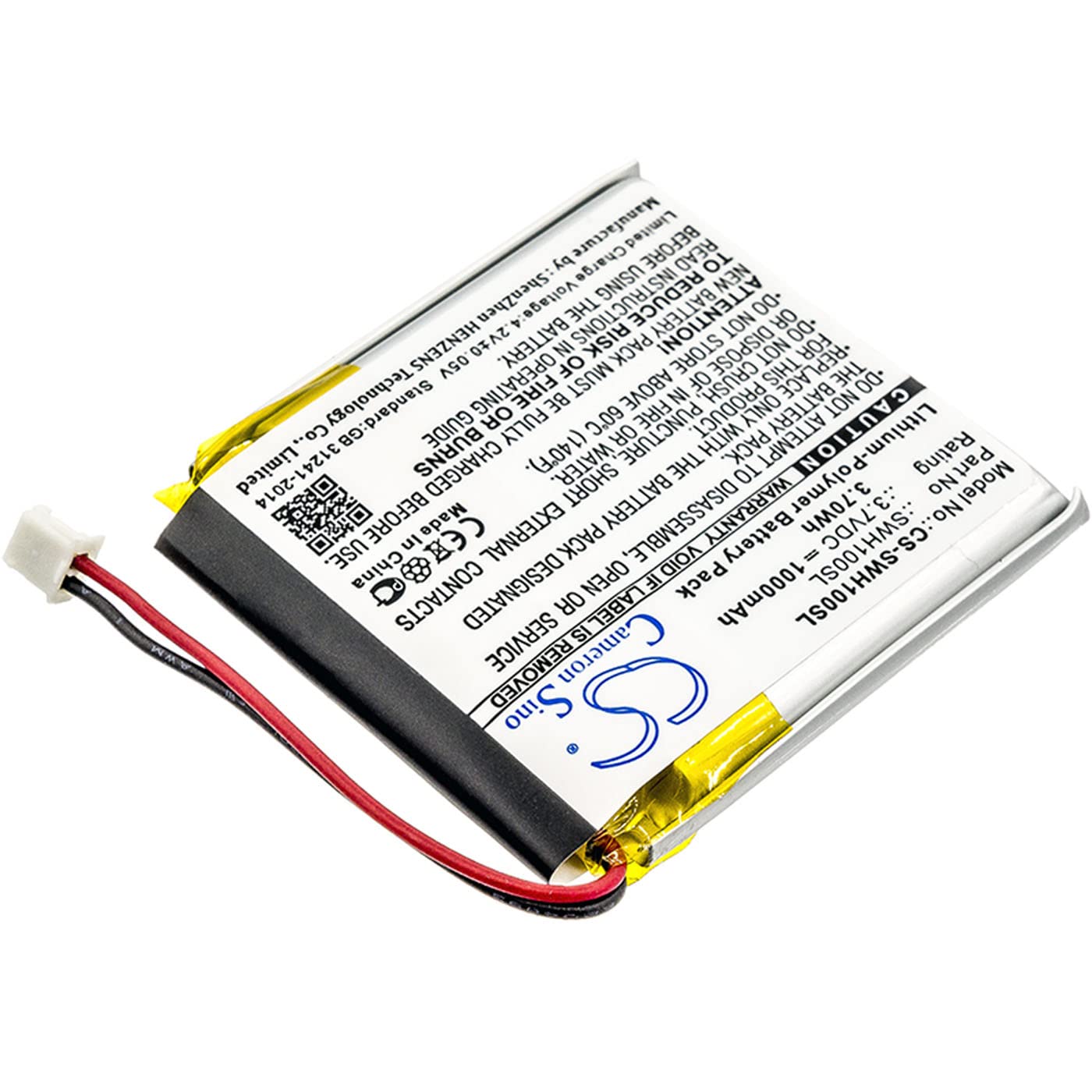 Cameron Sino Battery for Sony WH-1000MX4, WH-1000xM3, WH-CH710N/B PN: 1588-0911, LIS1662HNPC, SM-03, SP 624038 1000mAh