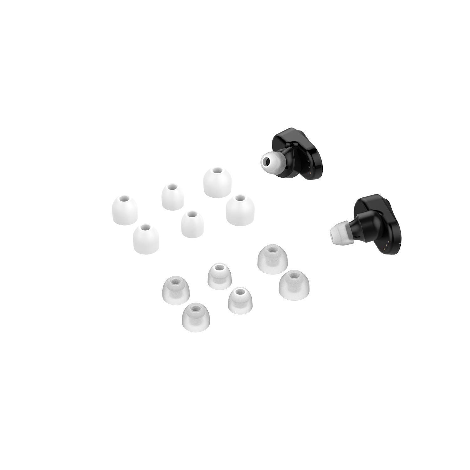 FitTurn Eartips Compatible with Sony WF-1000XM4/WF-1000XM3 Headphone -Replacement Eartips Earhooks Kit Pairs Silicone Earbud Tips Earhooks Fit for Sony WF-1000XM4/WF-1000XM3 (Black,White)