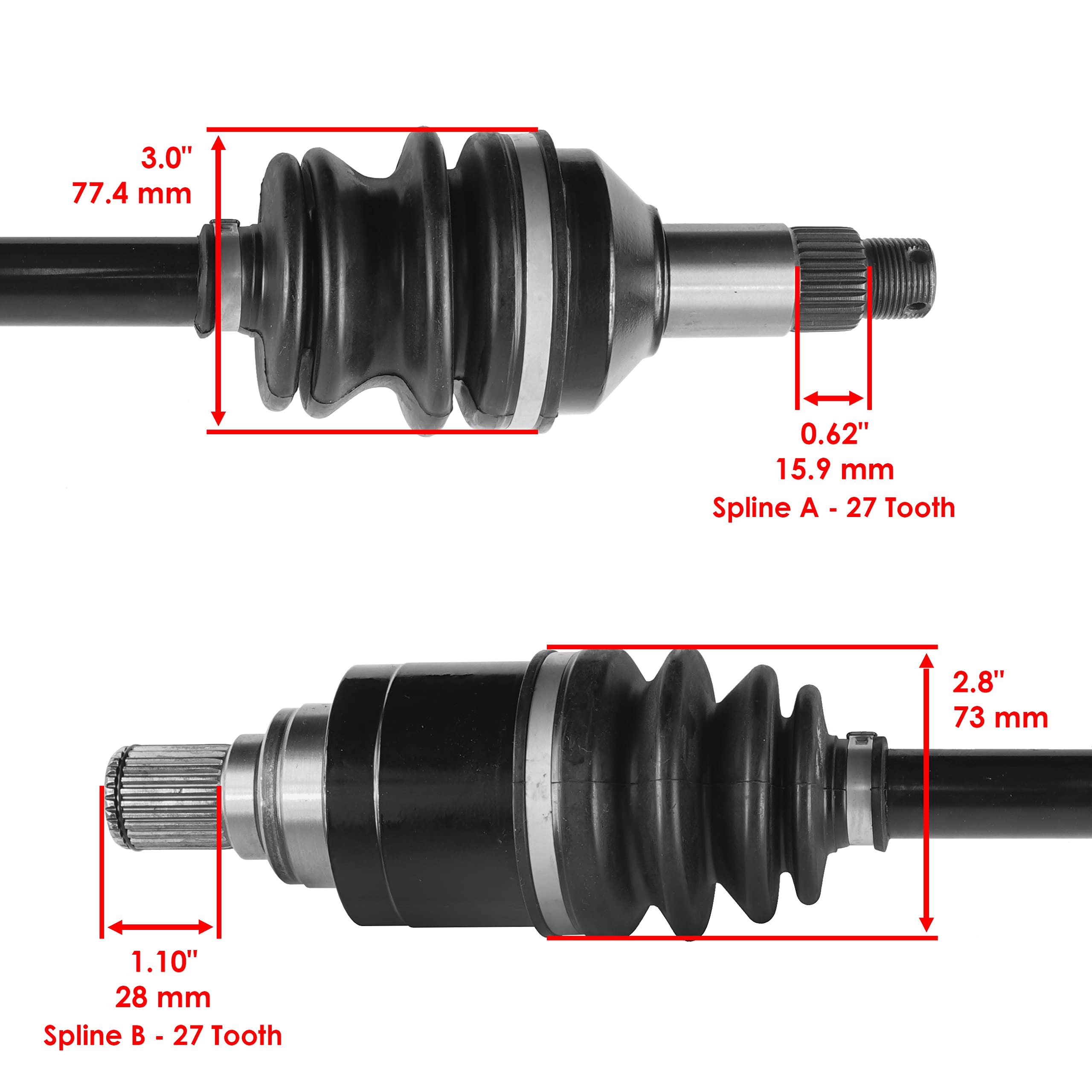 Caltric Rear Left or Right CV Joint Axle Compatible With Arctic Cat 3313-832