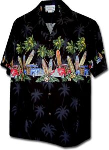 pacific legend island woodies hawaiian camp shirts black m 440-3313