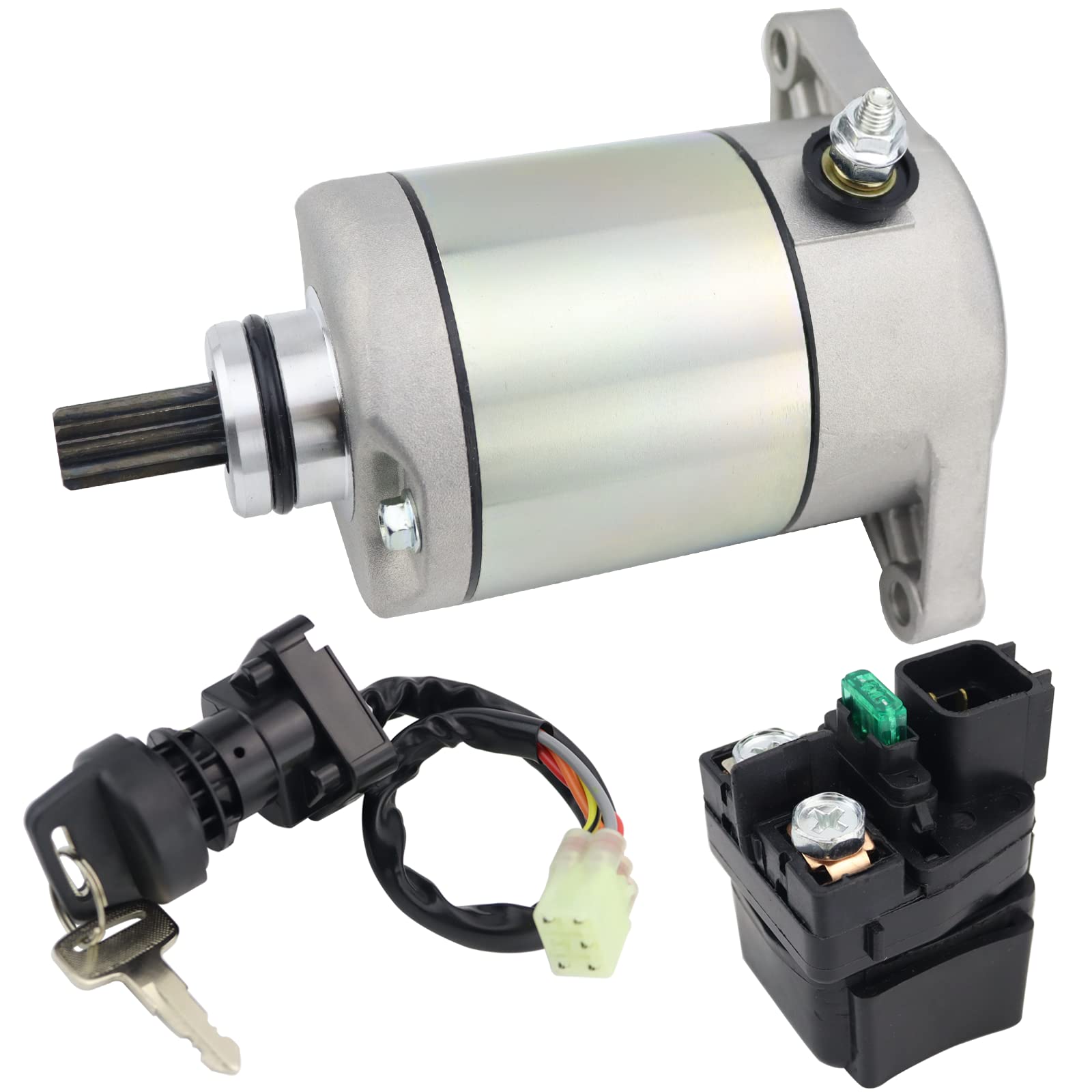 STABSOLI Starter Motor & Solenoid Relay & Ignition Switch for Suzuki ATV KingQuad 400 2WD 4WD LT-A400 LT-F400 2008-2010 3545-016 31100-38F00 3313-719 31210-PWB1-900 SM-14241