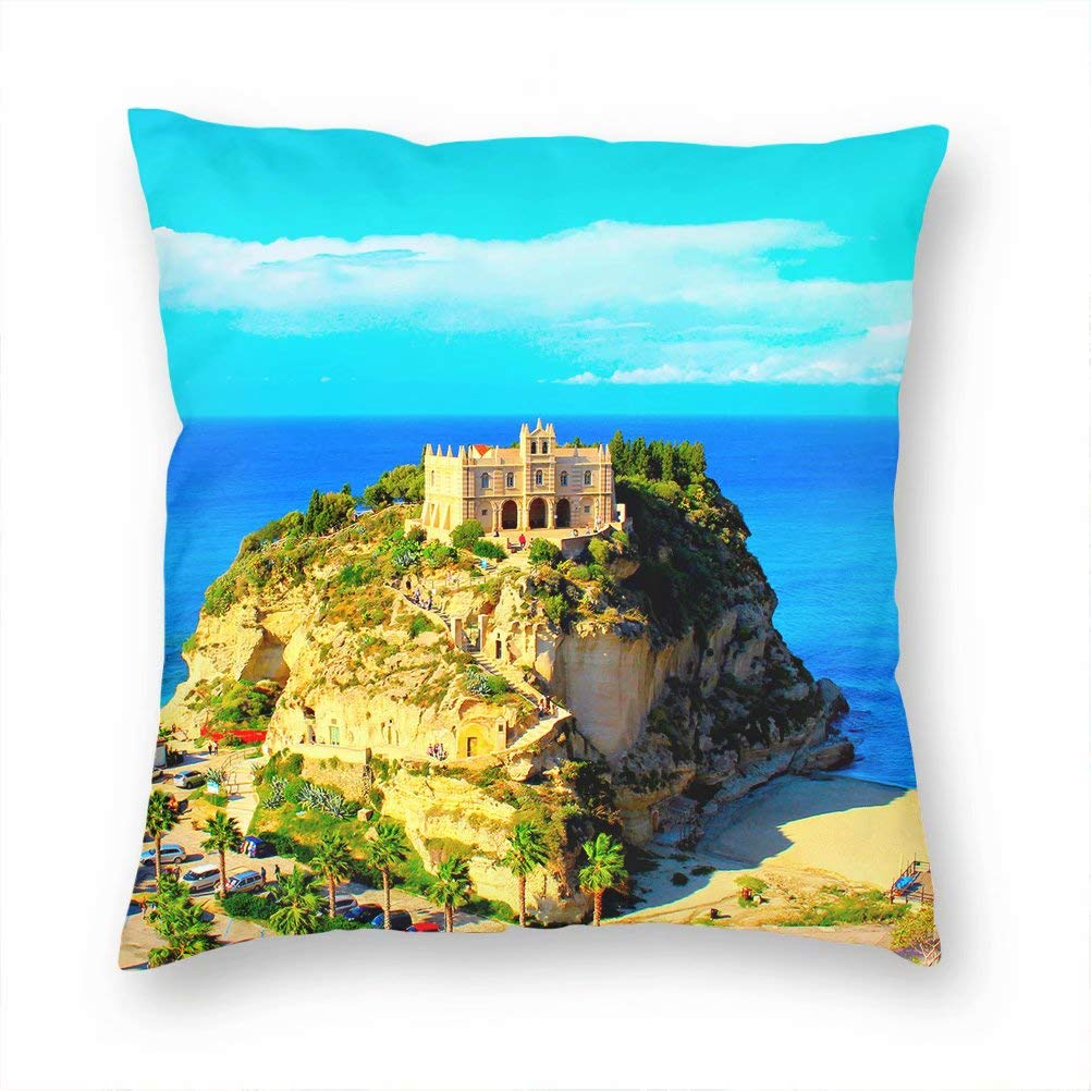 Italy Tropea Beach Pillow Case Decorative Cushion Cover Pillowcase Sofa Chair Bed Car Living Room Bedroom Office 18"x 18" KXR-3313