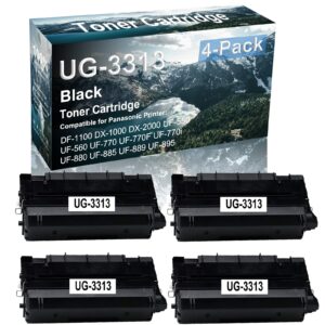 4-pack(black) compatible laser printer cartridge (high yield) replacement for panasonic ug3313 | ug-3313 printer toner use for df-1100 dx-1000 dx-2000 uf-550 uf-560 printer