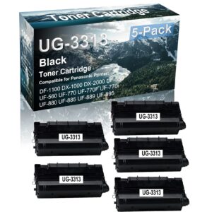 5-Pack(Black) Compatible Laser Printer Cartridge (High Yield) Replacement for Panasonic UG3313 | UG-3313 Printer Toner use for DF-1100 DX-1000 DX-2000 UF-550 UF-560 Printer