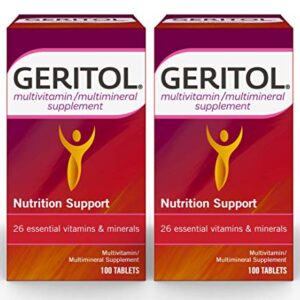 Geritol Multi-Vitamin Nutritional Support Tablets, Balance of 26 Essential Vitamins and Minerals, 100 Count (Pack of 2)