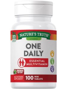 one daily multivitamin | 100 mini tablets | non-gmo & gluten free supplement | for men and women | by nature's truth