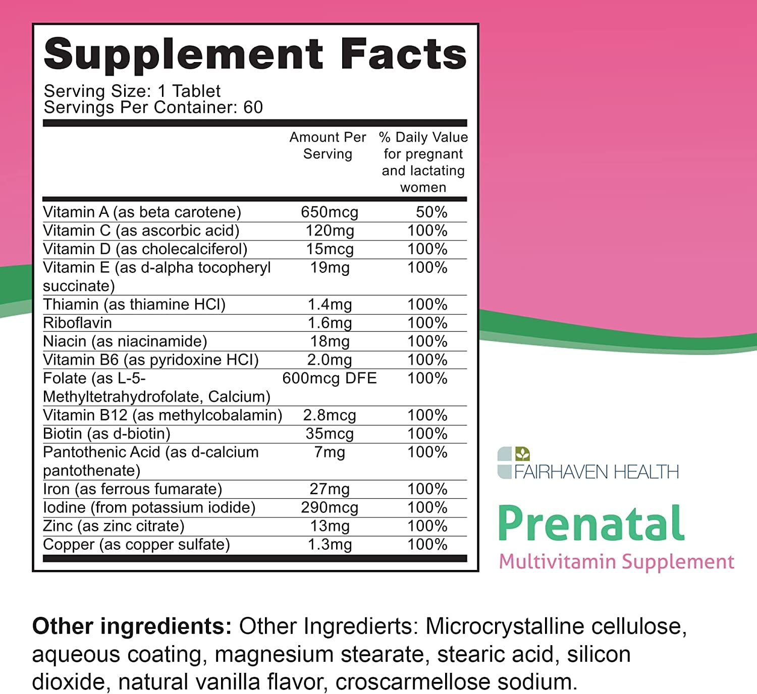 Fairhaven Health PeaPod Prenatal Multivitamin - 1 Per Day, Light Vanilla Flavor - Pregnancy Must Haves for Women and Baby Health - includes Iron, Vitamin C, and Folic Acid - 2 Month Supply