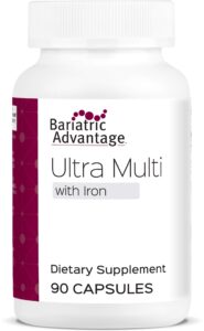 bariatric advantage ultra multivitamin with iron - ultra multi with iron - capsule format multivitamin - provides full complex of b vitamins - with vitamin c, chromium & more - 90 capsules