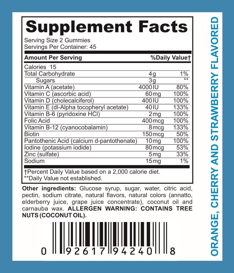 LifeSource Vitamins Adult Multivitamin- 90 Gummies - 45 Day Supply - Tastes Great/Contain All Essential Vitamins & Minerals -