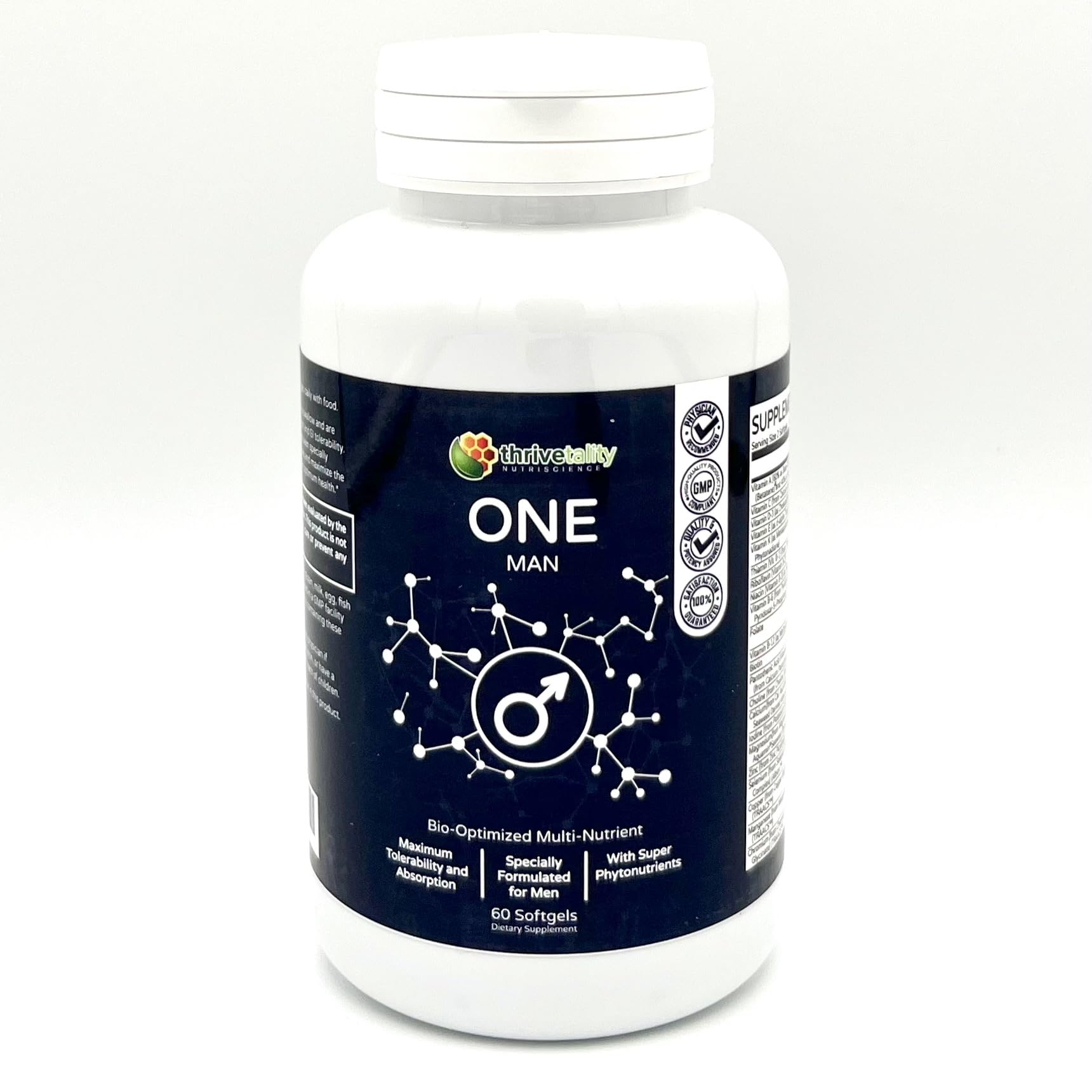 ONE Man Bio-Optimized Multi-Nutrient by Thrivetality | Men's Multivitamin | #1 Physician Formulated | Clinically Proven | Max Tolerability & Absorption | Super Antioxidant Phytonutrients