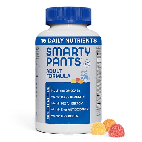 SmartyPants Multivitamin for Men & Women: Multivitamin Gummies with Vitamin D3, C, Vitamin B12, B6, Vitamin A, K & Zinc, Omega 3 Fish Oil (EPA/DHA), Gluten Free, 180 Count (30 Day Supply)